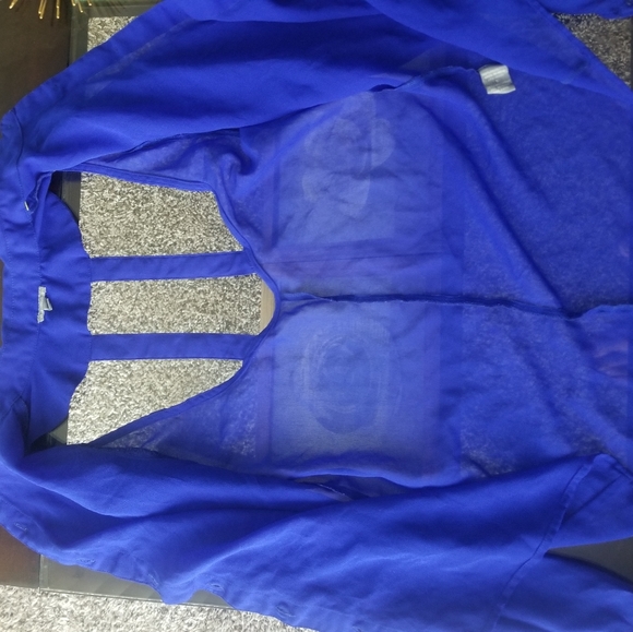 Cobalt Blue Blouse Cutouts Charlotte Russe Small - Picture 5 of 5